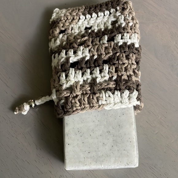 Soap Saver Bag + Washcloth Bath Set - Hand Crafted Crochet 100% Cotton - Picture 6 of 11
